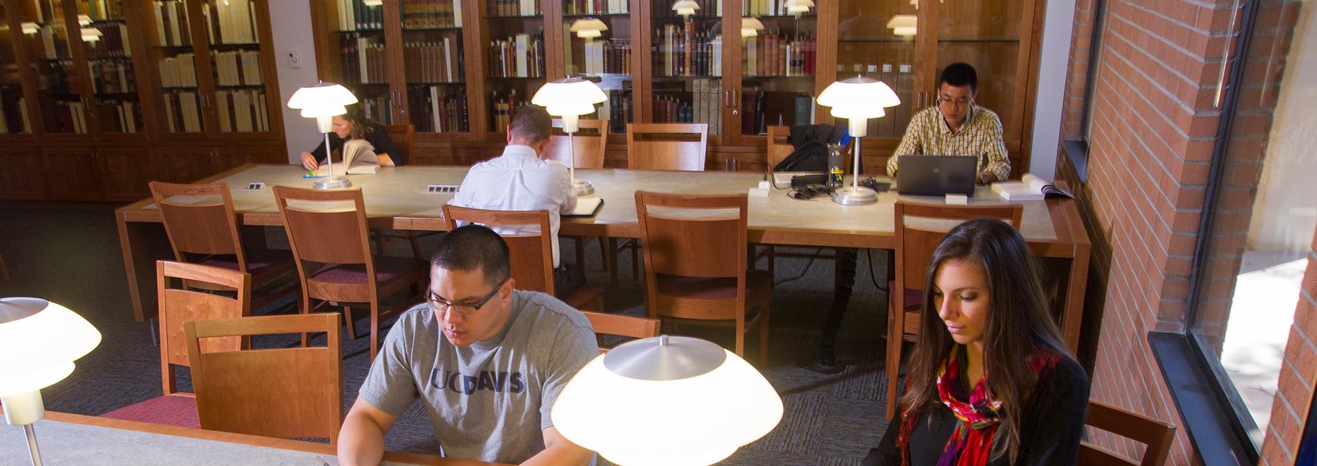 students in library
